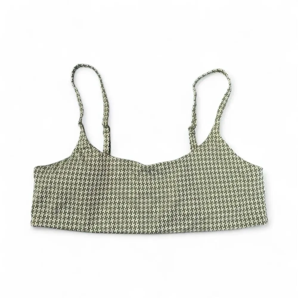 Andie Swim the Maui Houndstooth Bikini Top in Seagrass L